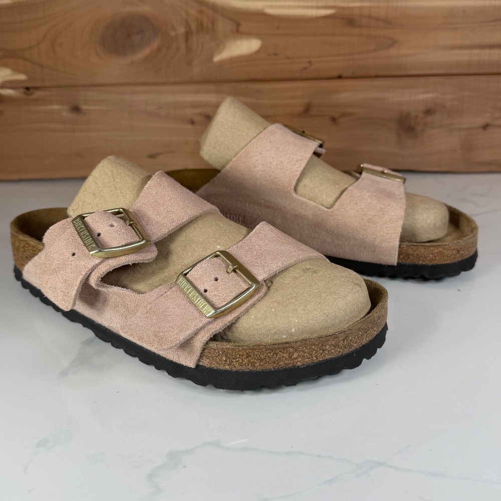 Birkenstock Arizona Suede Leather Sandals Pink Rose Womens 39 EU - 8/ 8.5 - Picture 5 of 15